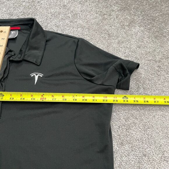 Tesla Performance Stretch Polo Shirt Womens Large Black Hidden Button Ladies - Picture 8 of 12